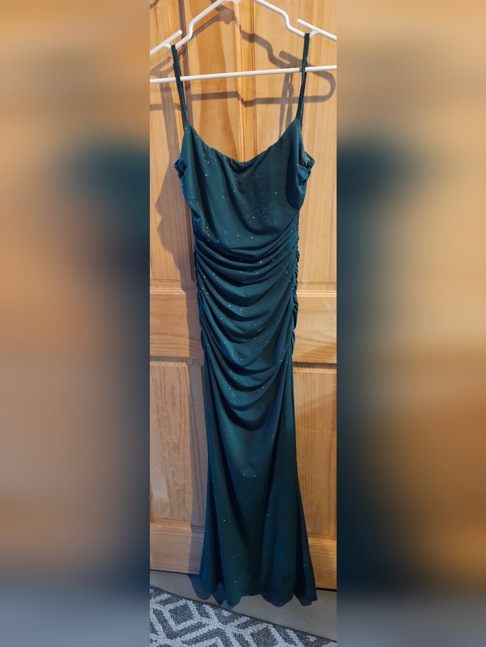 PROM GOWN Windsor Deep Green Ruched Slip Maxi Dress